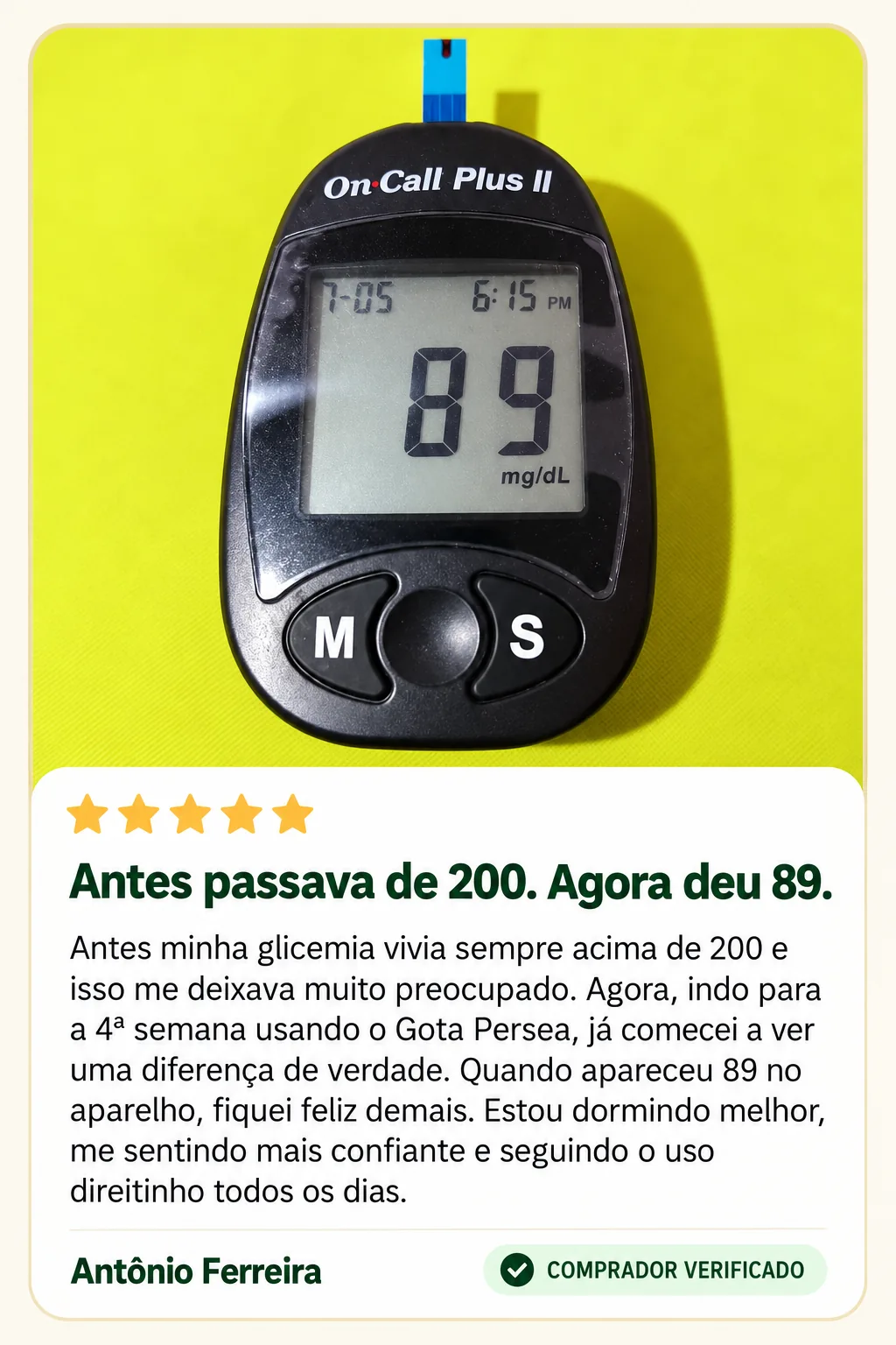 Imagem com o relato de Antônio Ferreira sobre Gota Persea.